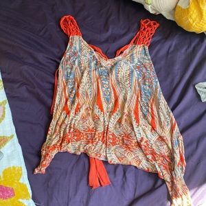 Free People Macrame Top Orange ASO Violet Harmon